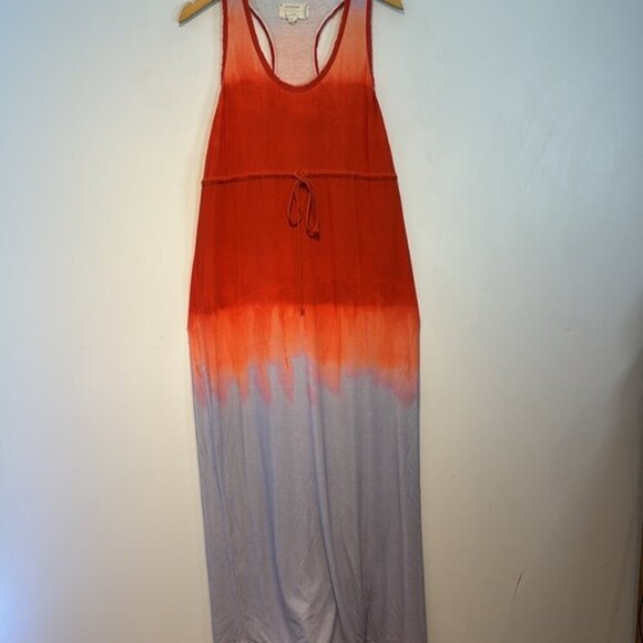 Nicole Miller Artelier Empire Maxi dress Orange Blue Racerback Stretch Women M - Picture 9 of 12